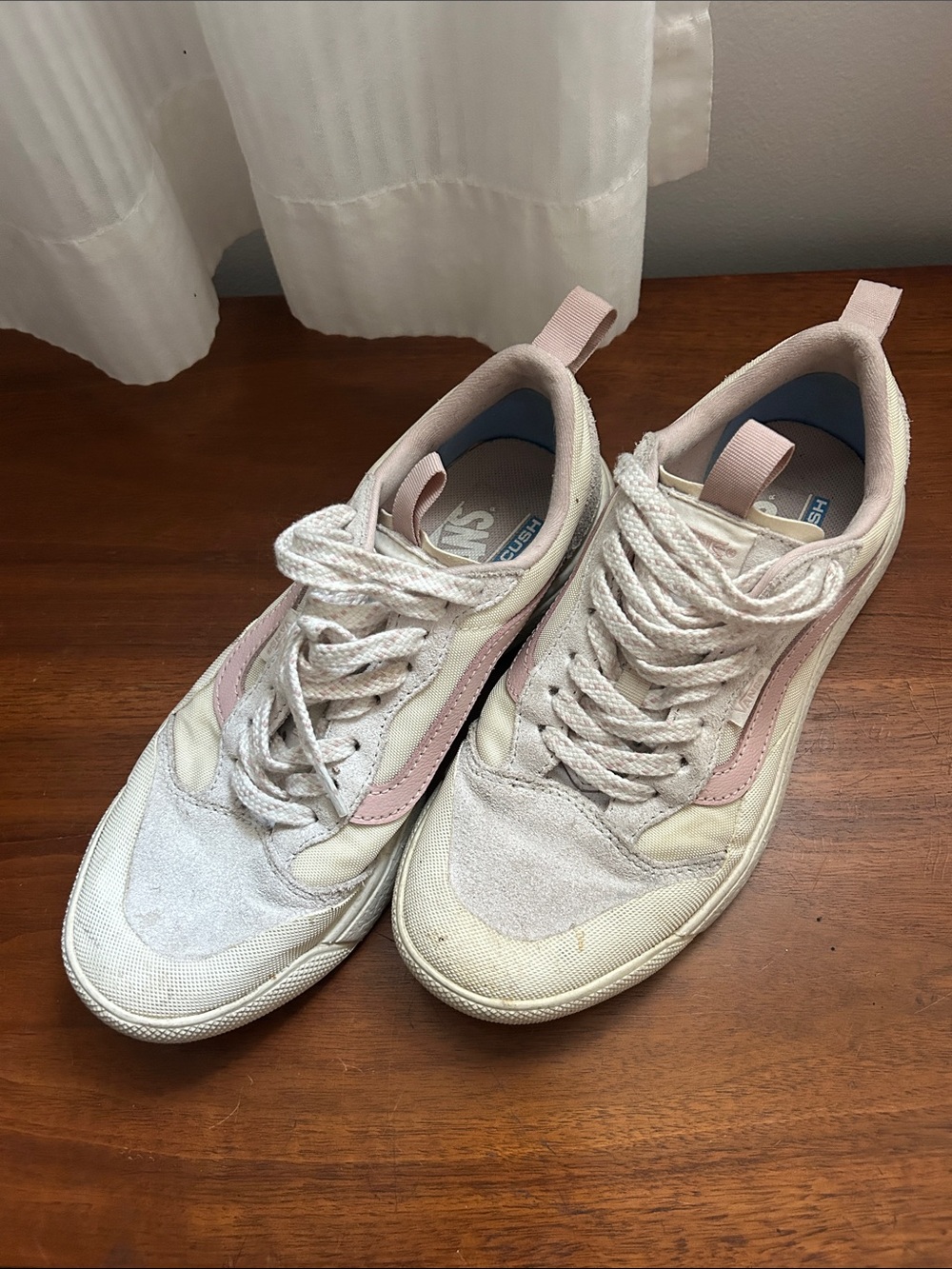 Vans Women's Pink and White Athletic Shoes
